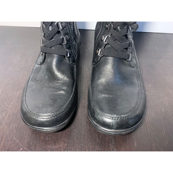 Clarks Collection Black Combat Style Leather Boots Size 8M - Picture 6 of 16